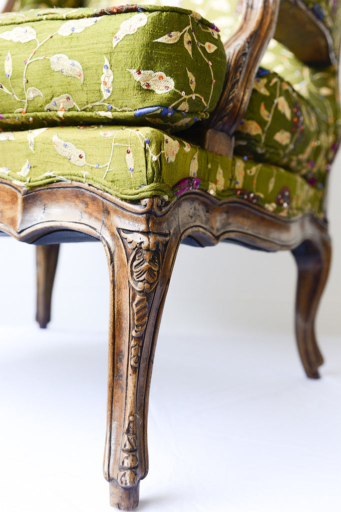 A Louis XV Style Walnut Framed Armchair