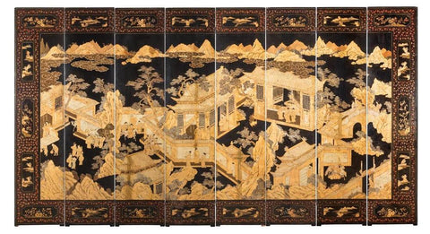 A Qing Dynasty Chinese Eight Panel Screen