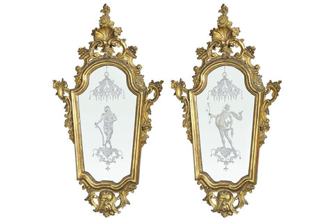 A Pair of 19th Century French Gilt Wood Wall Mirrors