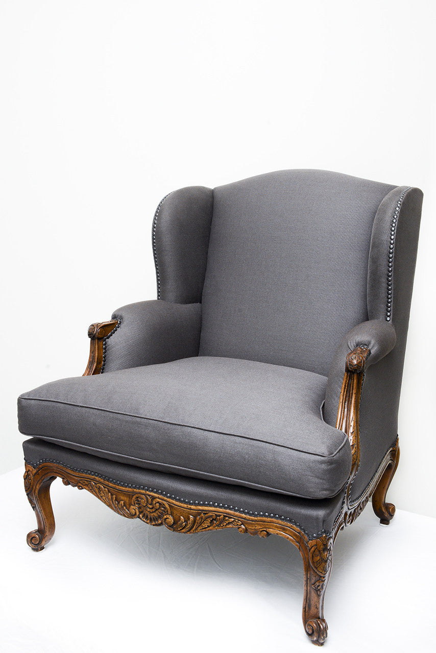 A Pair of Louis XV Style Wingback Armchair