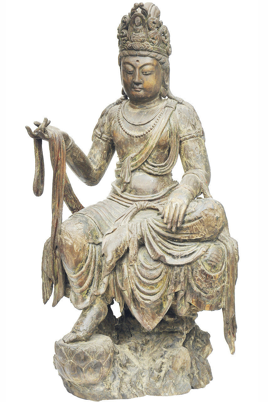A Chinese Carved Wood Figure of Bodhisattva, Late Ming/Early Qing Dynasty