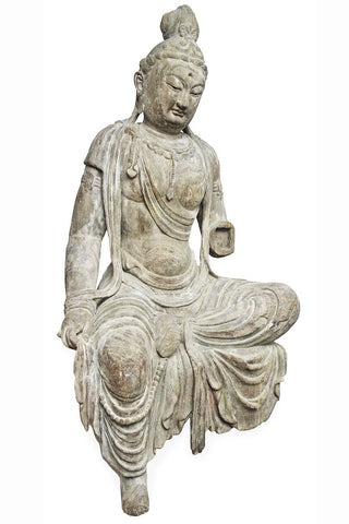 A Chinese Carved Wood Figure of Guanyin, Ming Dynasty (1368-1644) (GS. 371)