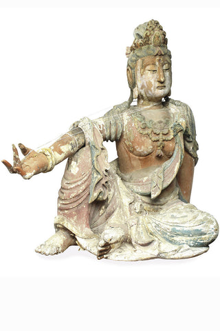 A Chinese Carved Wood Figure of Bodhisattva Guanyin, Ming Dynasty (1368-1644)