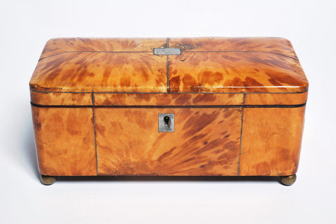 A Victorian Tortoiseshell Veneered Tea Caddy, 19th Century