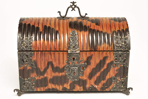 A Carved Faux Tortoiseshell Casket