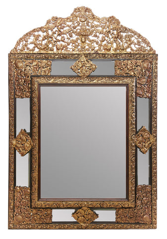 A 19th Century Dutch Cushion Fronted Repousse Mirror