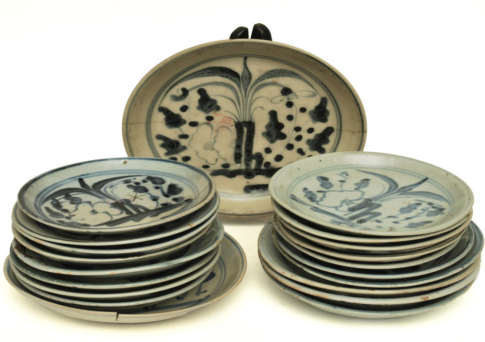 A Large Collection of Blue and White Saucers, circa 17th Century