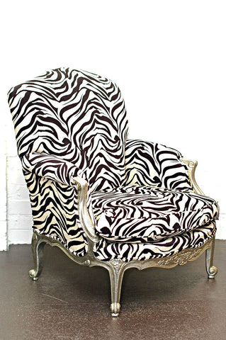 A Silver Overlaid French Louis XV Style Bergere