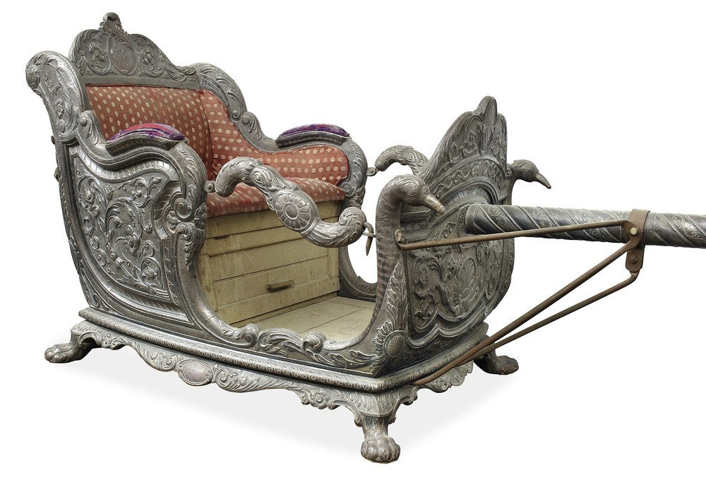 An Early 19th Century Indian Silver Foil Overlaid Palanquin