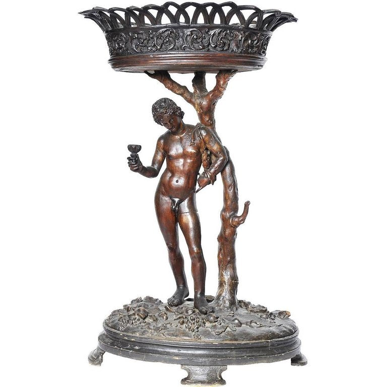 A 19th Century Italian Figural Walnut Centrepiece of Dionysos