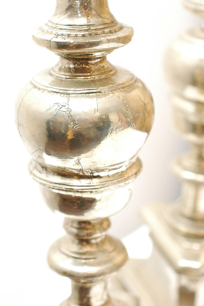 A Pair of Silver Foil Overlaid Torcheres