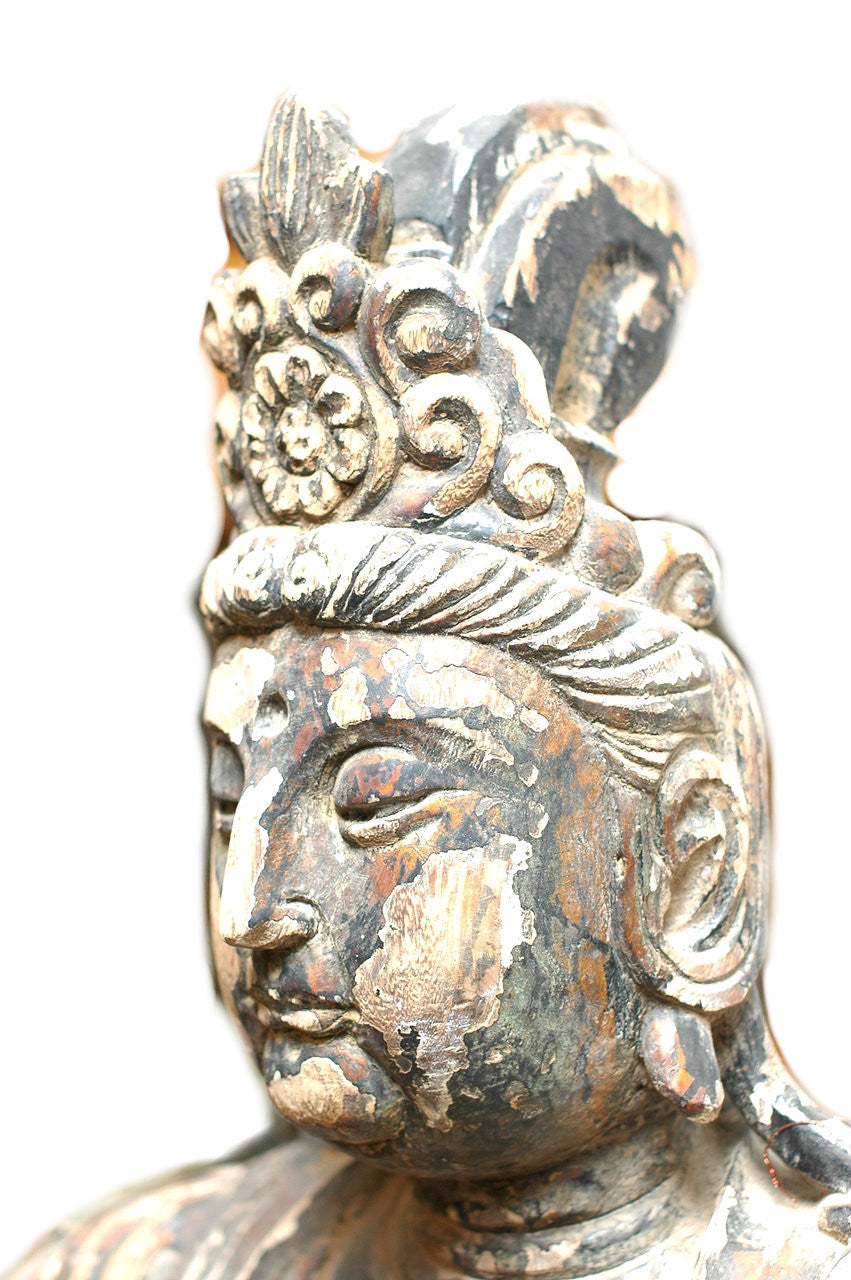 A Chinese Carved Wood Figure of Guanyin, Late Ming Dynasty
