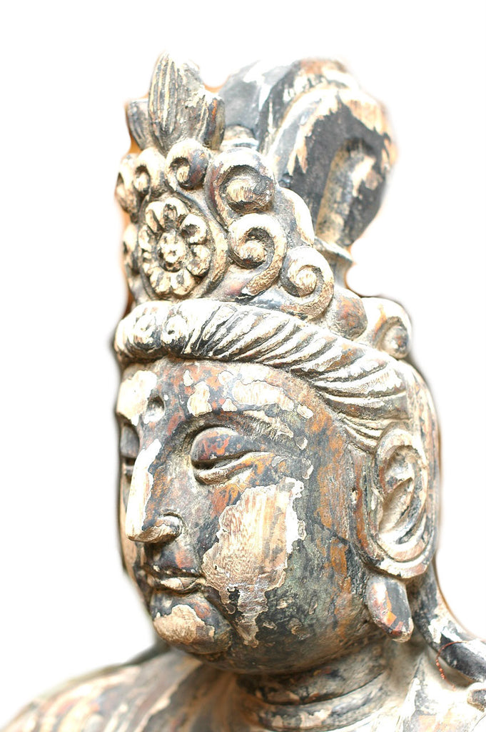 A Chinese Carved Wood Figure of Guanyin, Late Ming Dynasty