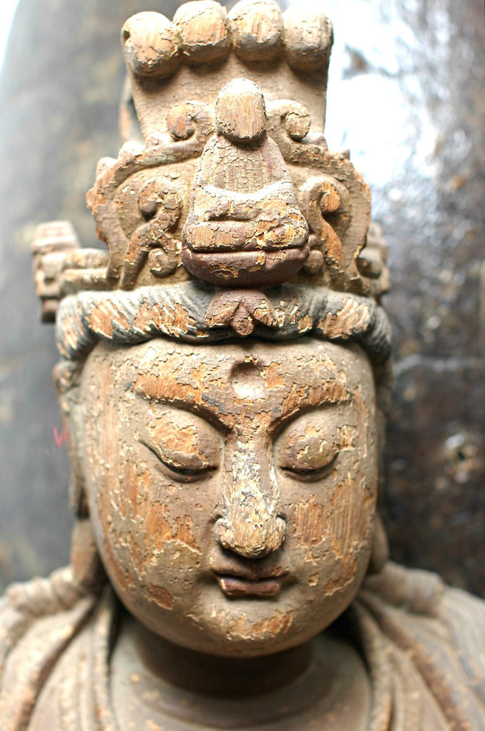 A Chinese Carved Wood Figure of Guanyin, Ming Dynasty (1368-1644)