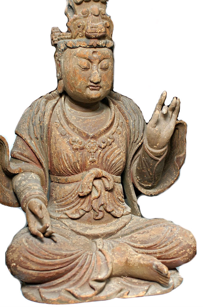 A Chinese Carved Wood Figure of Guanyin, Ming Dynasty (1368-1644)