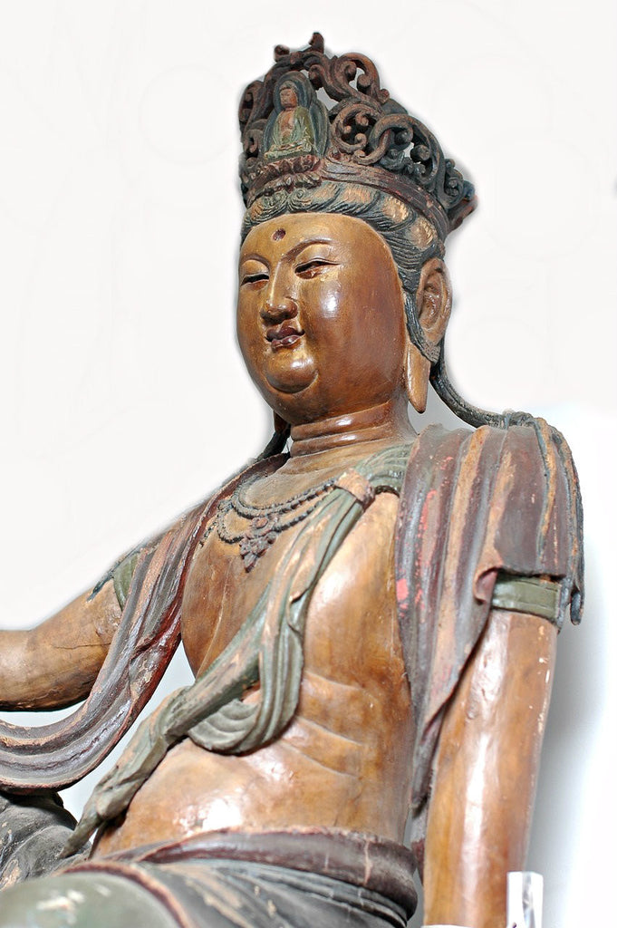 A Carved Wooden Figure of Guanyin, Late Ming/Early Qing Period