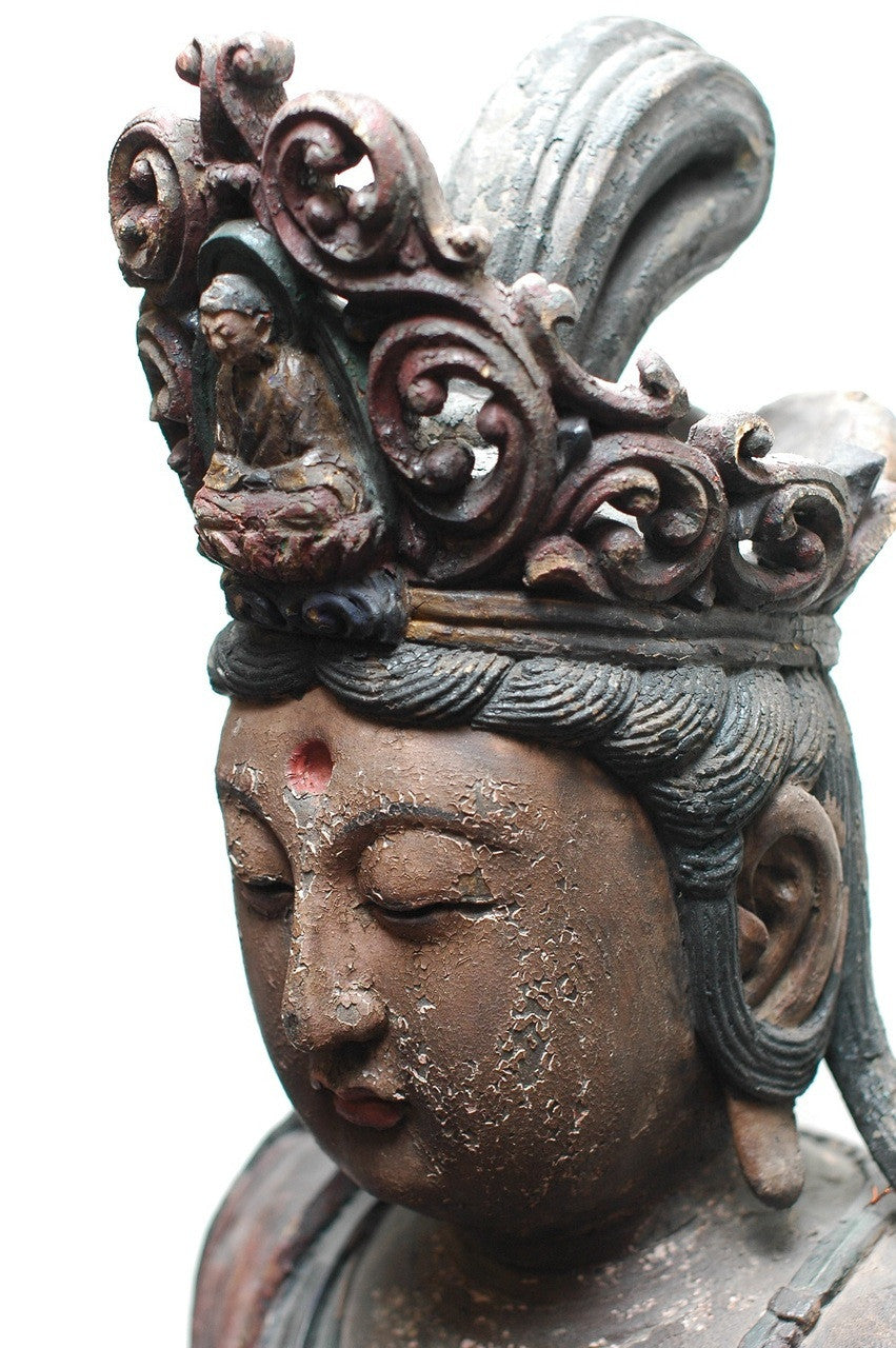 A Chinese Carved Wood Figure of Guanyin, Ming Dynasty (1368-1644)