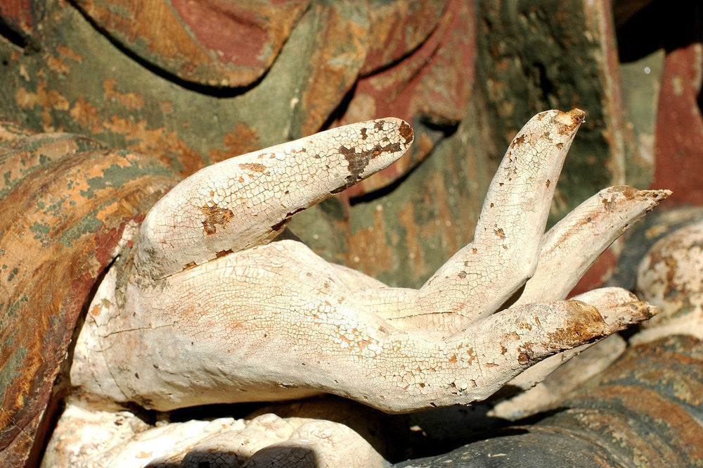 A Chinese Carved Wood Figure of a Bodhisattva, Late Ming Dynasty