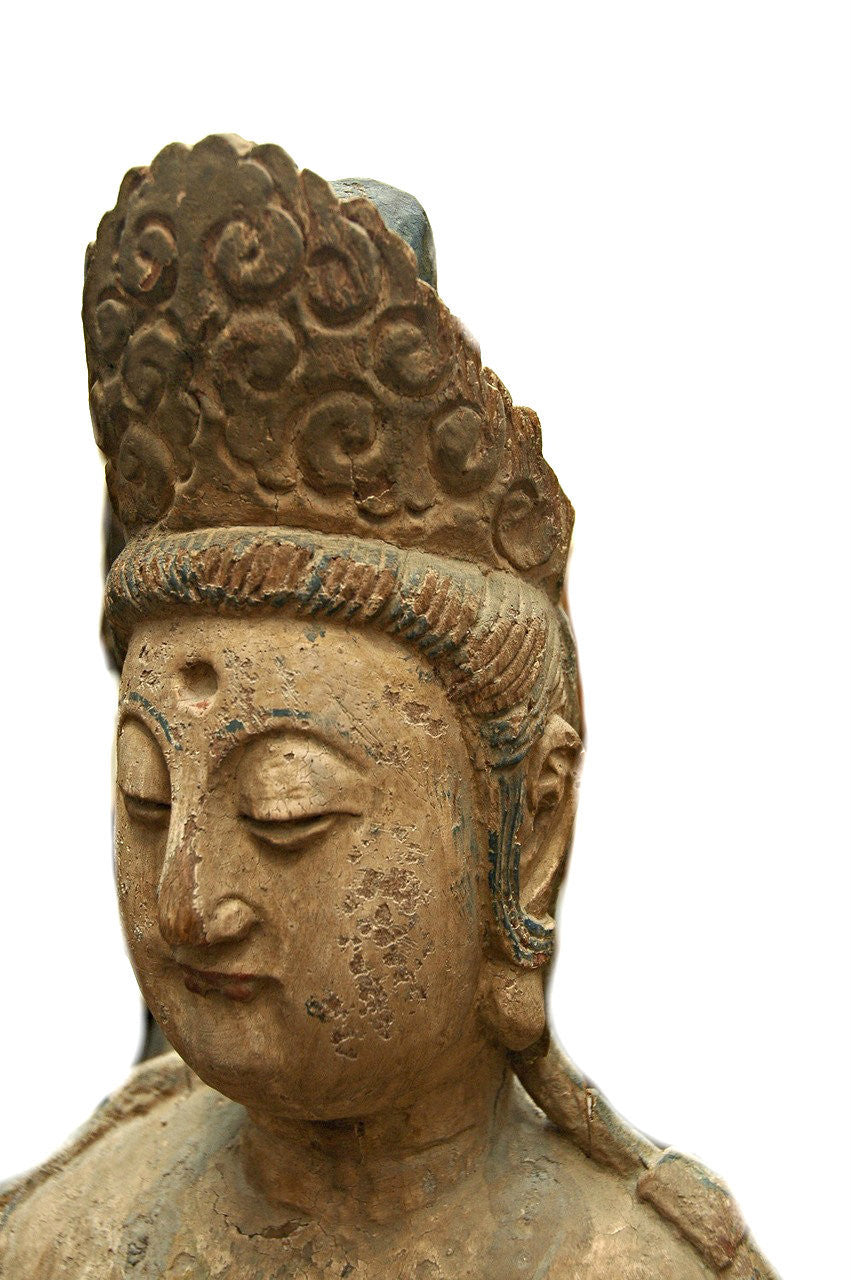 A Chinese Carved Wood Figure of Guanyin Riding an Elephant  Ming Dynasty (1368-1644)