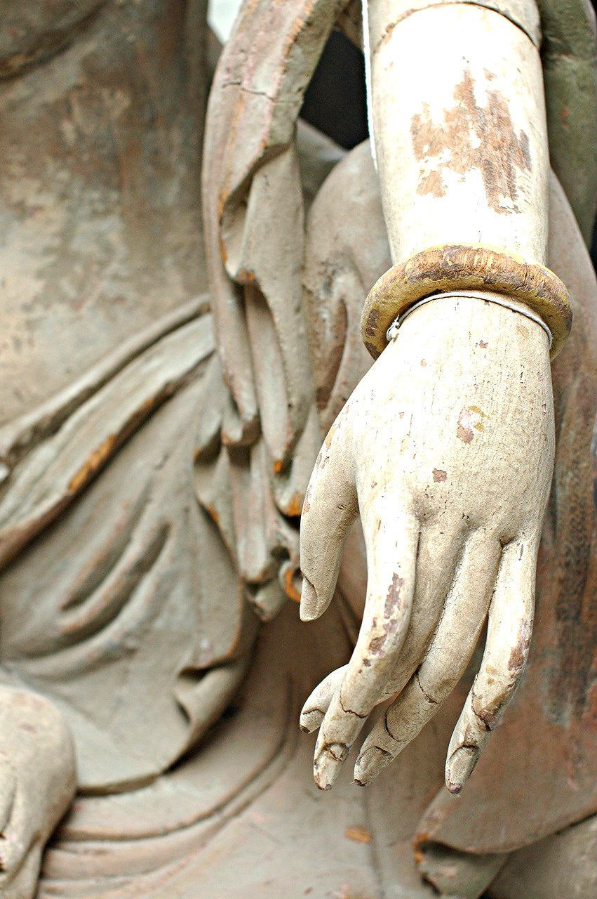 A Chinese Carved Wood Figure of Guanyin, Mid Ming Dynasty (circa 15th century)