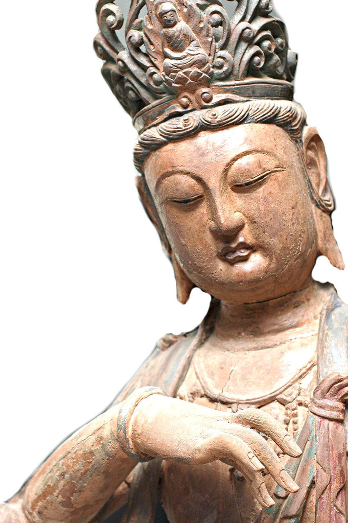 A Chinese Carved Wood Figure of Guanyin, Ming Dynasty (1368-1644)