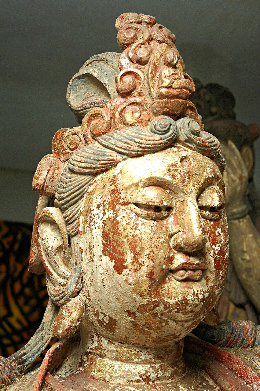 A Chinese Carved Wood Figure of Guanyin, Late Ming Dynasty (1368-1644)