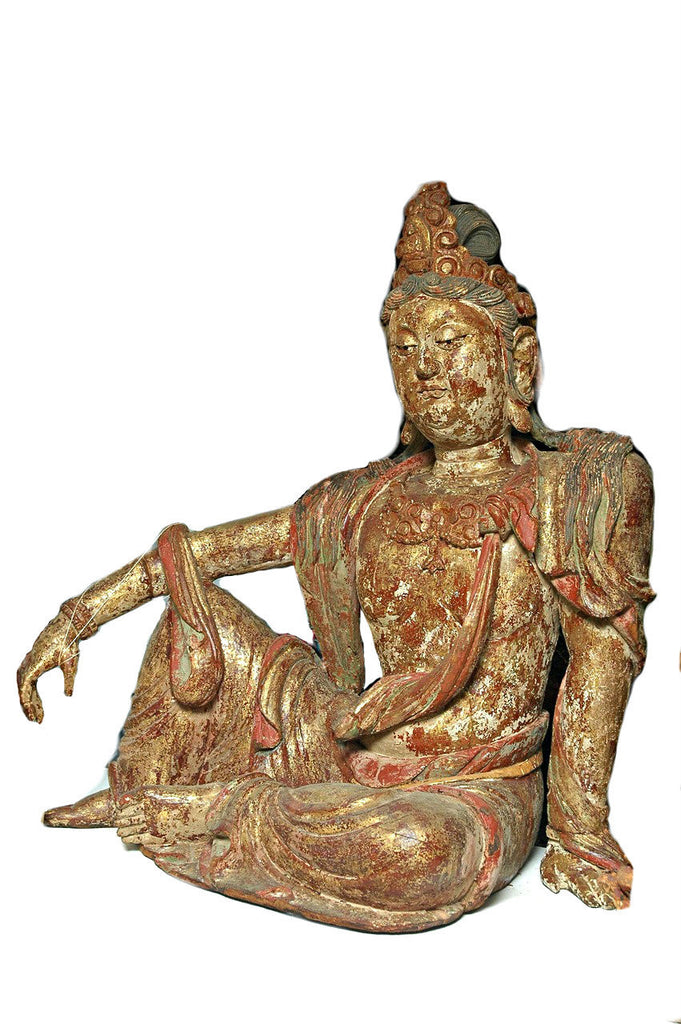 A Chinese Carved Wood Figure of Guanyin, Late Ming Dynasty (1368-1644)