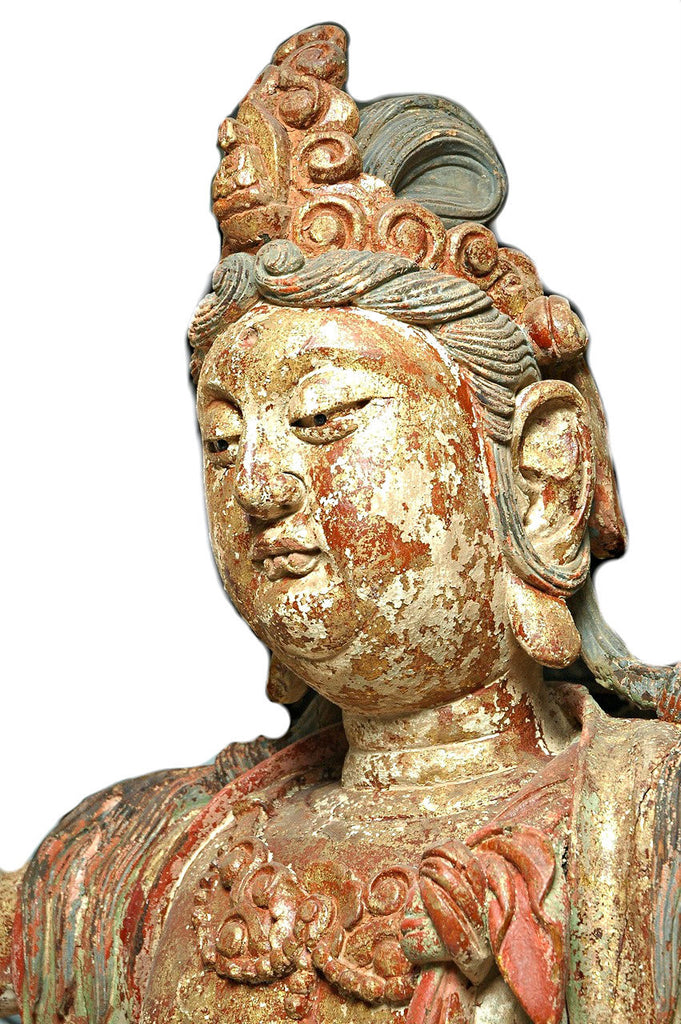 A Chinese Carved Wood Figure of Guanyin, Late Ming Dynasty (1368-1644)