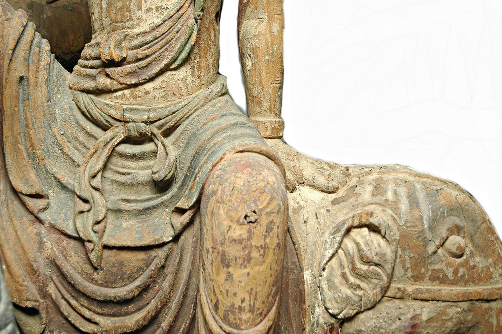 A Chinese Carved Wood Figure of Guanyin Riding an Elephant, Ming Dynasty (1368-1644)