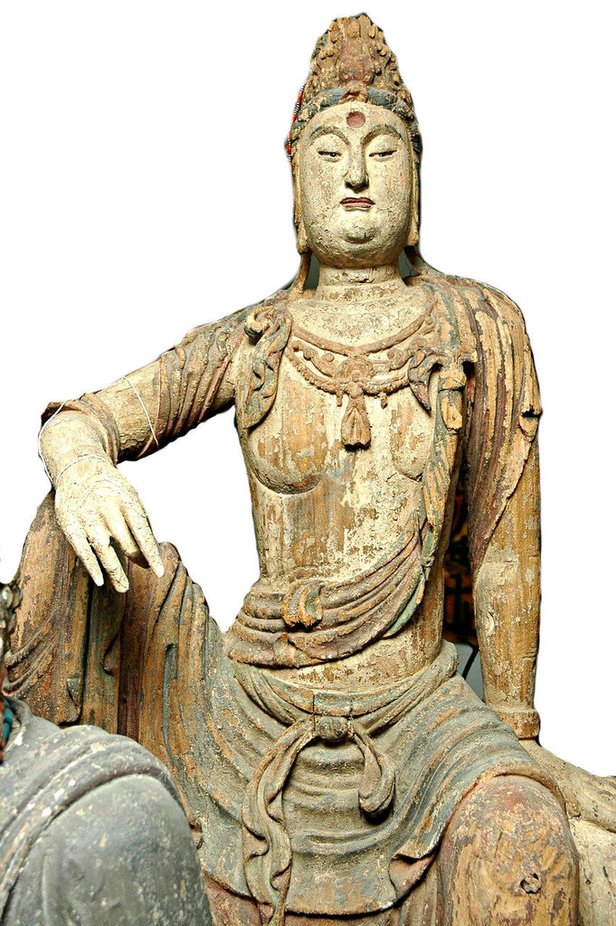 A Chinese Carved Wood Figure of Guanyin Riding an Elephant, Ming Dynasty (1368-1644)