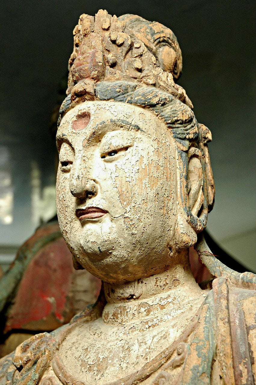 A Chinese Carved Wood Figure of Guanyin Riding an Elephant, Ming Dynasty (1368-1644)