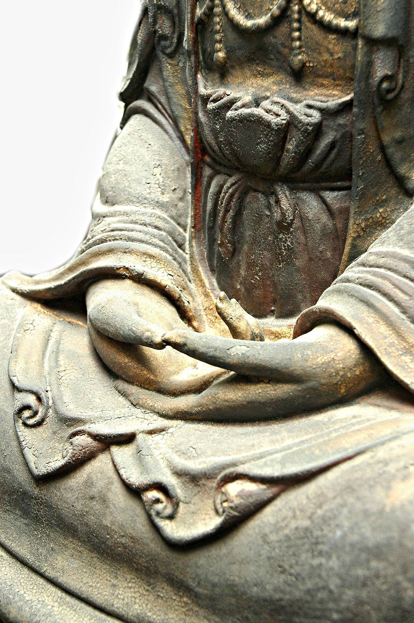 A Chinese Carved Wood Figure of Guanyin, Late Ming Dynasty (1368-1644)