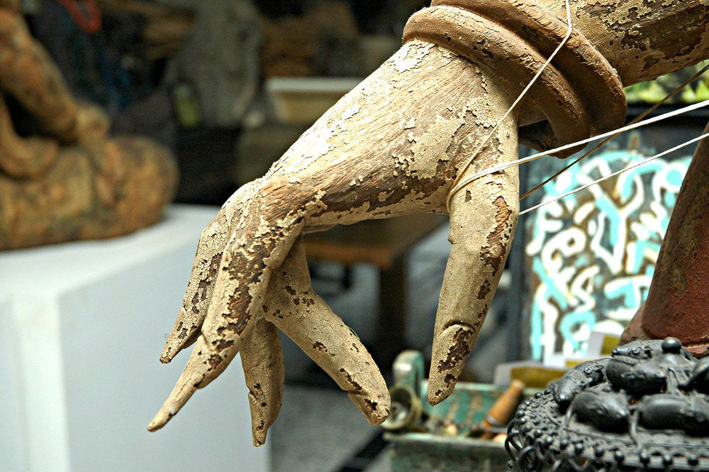 A Chinese Carved Wood Figure of Guanyin, Ming Dynasty (1368-1644)