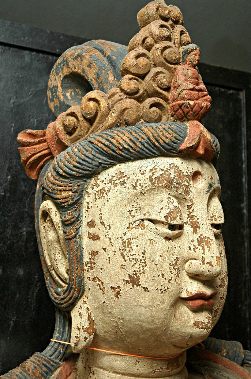 A Chinese Carved Wood Figure of Guanyin, Ming Dynasty (1368-1644)