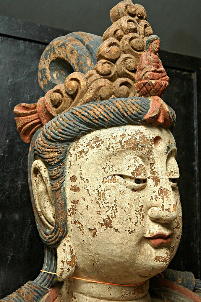 A Chinese Carved Wood Figure of Guanyin, Ming Dynasty (1368-1644)