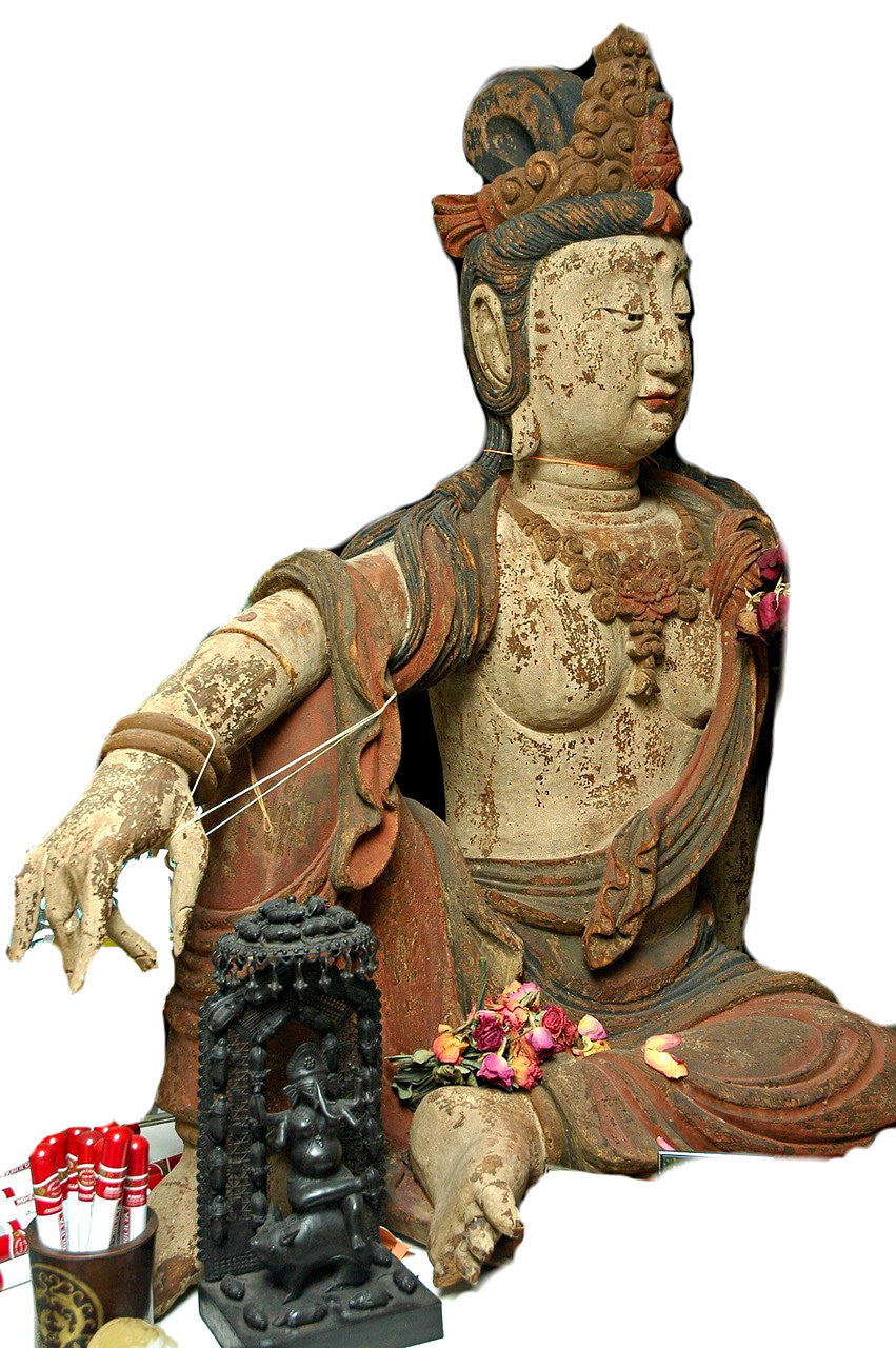 A Chinese Carved Wood Figure of Guanyin, Ming Dynasty (1368-1644)