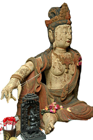 A Chinese Carved Wood Figure of Guanyin, Ming Dynasty (1368-1644)