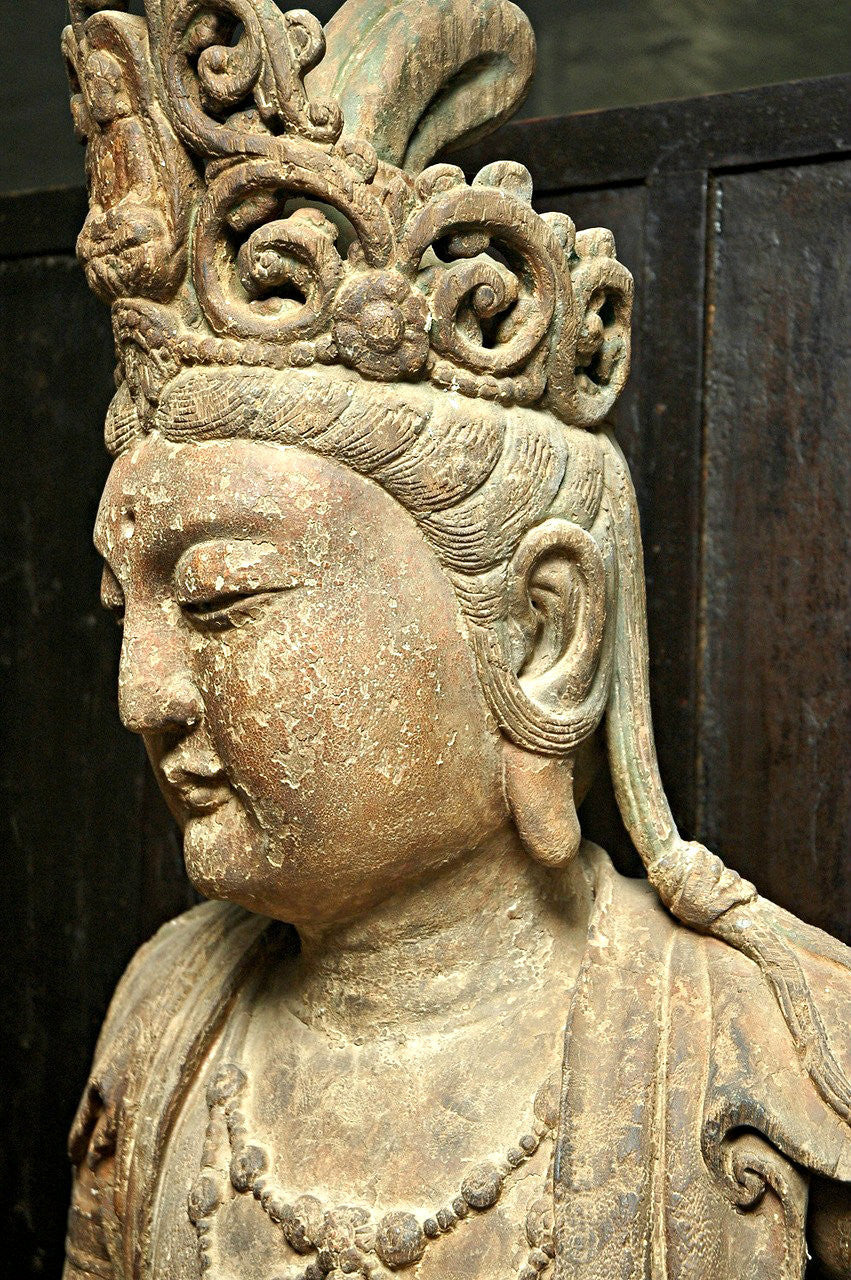 A Chinese Carved Wood Figure of Guanyin, Ming Dynasty (1368-1644)