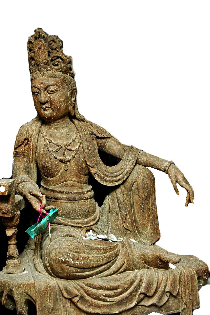 A Chinese Carved Wood Figure of Guanyin, Ming Dynasty (1368-1644)