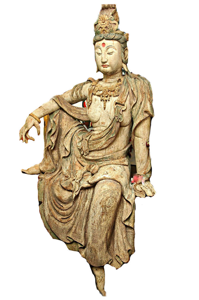 A Chinese Carved Wood Figure of Guanyin, Ming Dynasty (1368-1644)
