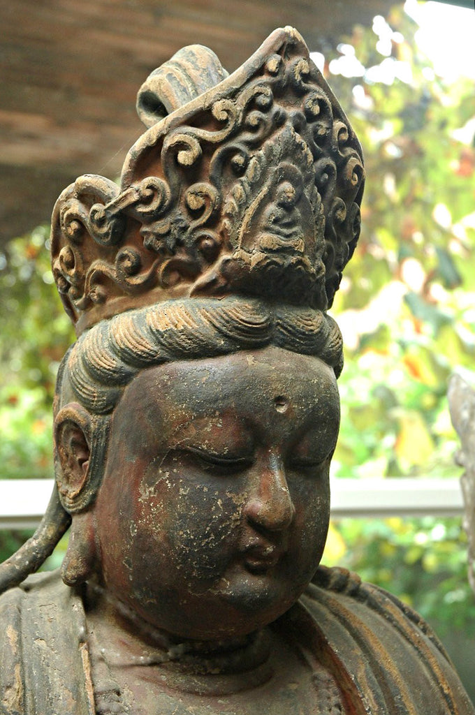 A Chinese Carved Wood Figure of Guanyin, Late Yuan/Early Ming Dynasty