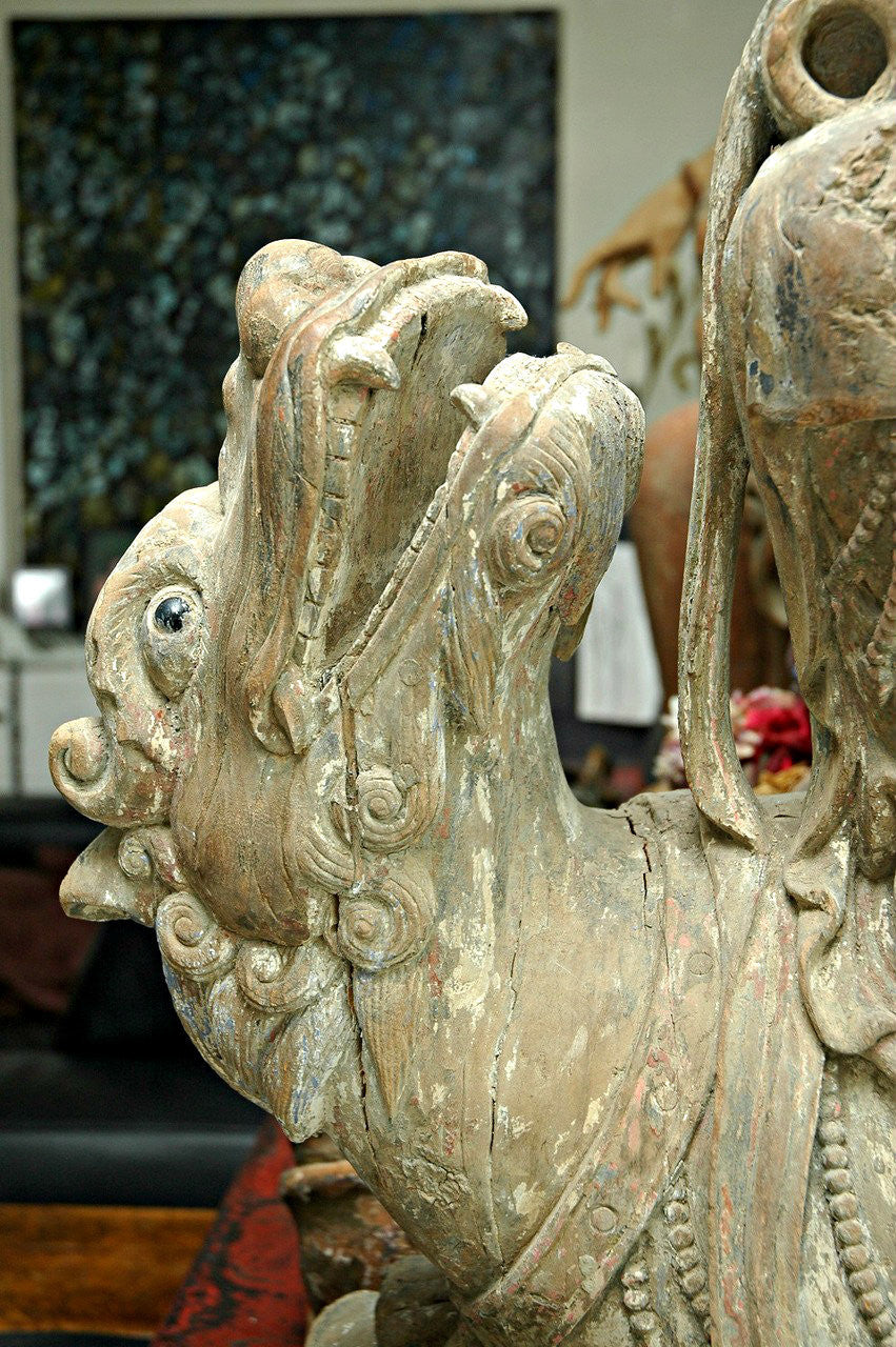 A Chinese Carved Wood Figure of Guanyin Riding a Qilin, Late Ming Dynasty (1368-1644)