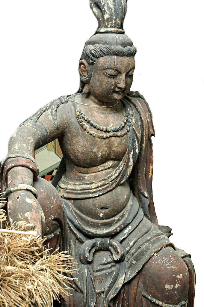 A Chinese Carved Wood Figure of Guanyin , Late Ming Dynasty