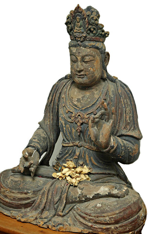 A Chinese Carved Wood Figure of Guanyin, Ming Dynasty (1368-1644)