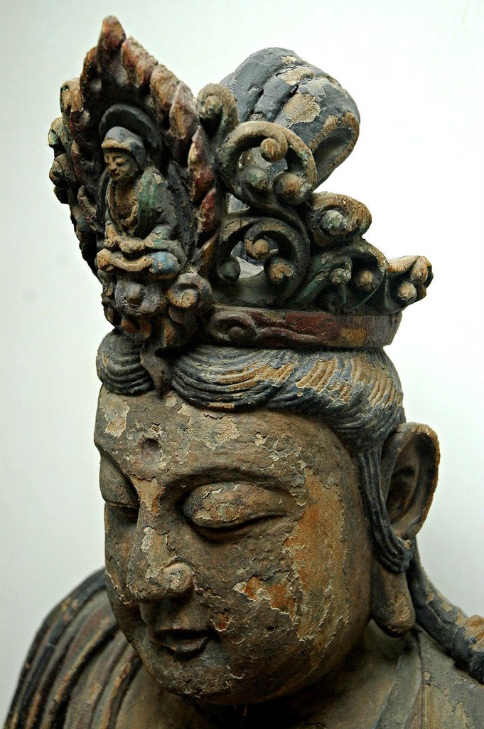 A Chinese Carved Wood Figure of Guanyin, Ming Dynasty (1368-1644)