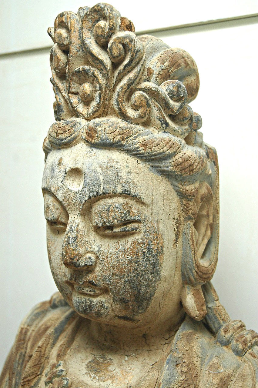 A Chinese Carved Wood Figure of Guanyin Riding an Elephant, Late Ming Dynasty (1368-1644)