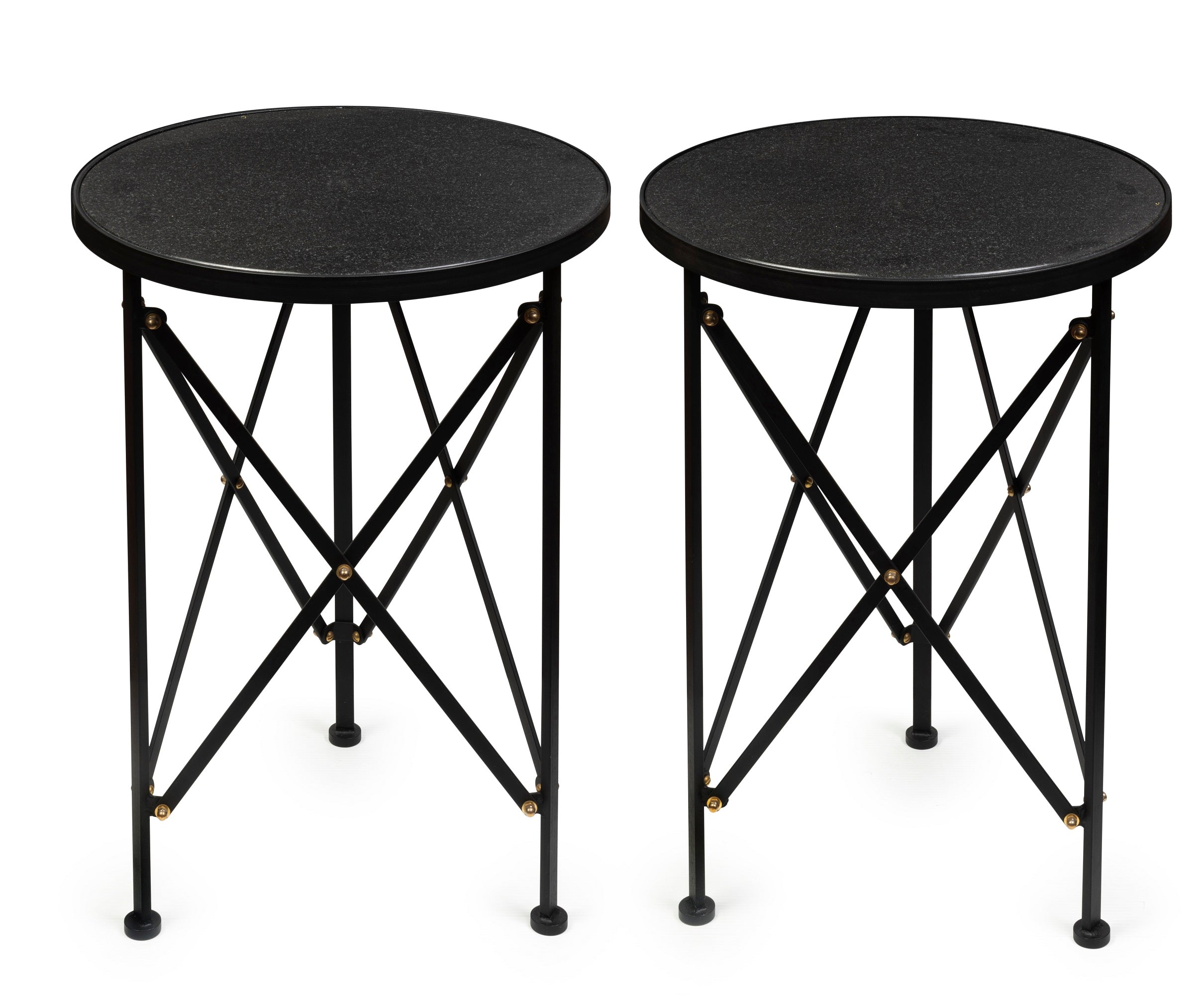 A Pair of Reproduction Empire Style Black Granite Top Gueridons