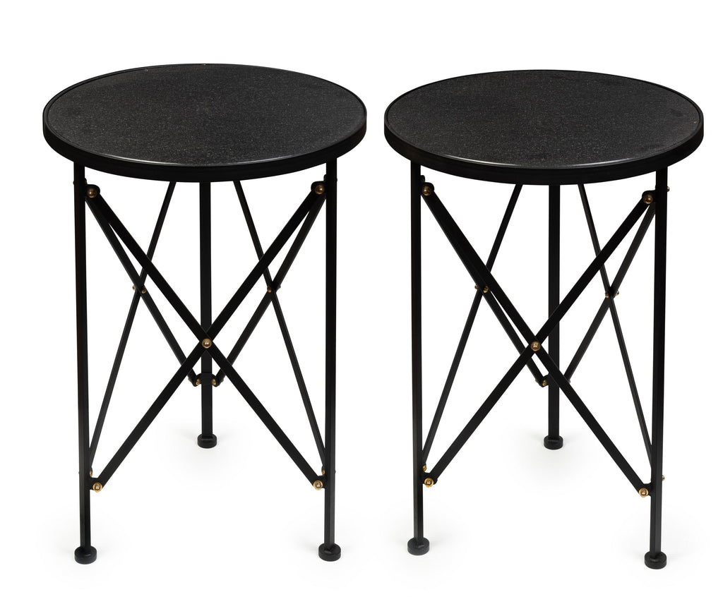 A Pair of Reproduction Empire Style Black Granite Top Gueridons