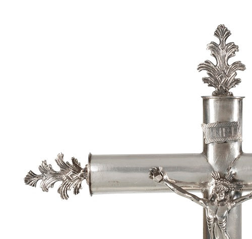 A 19th Century Spanish Silver-Plated Alter Crucifix
