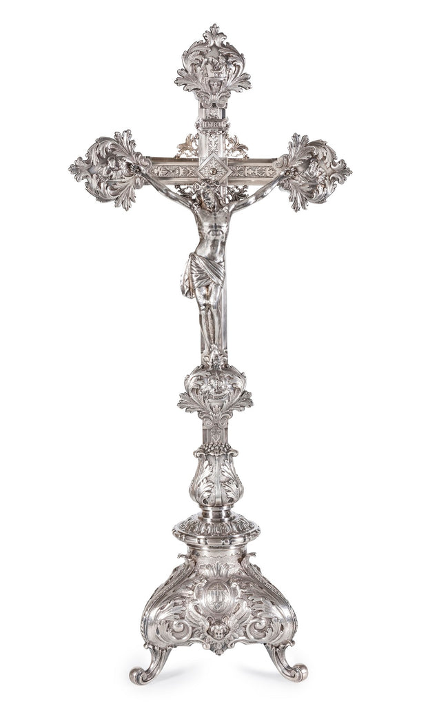Spanish 19th Century Silver Plated Crucifix